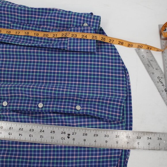 Peter Millar Wicking Shirt Mens L golf Performance Button Up Plaid Long Sleeve - Picture 8 of 11